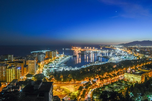 Malaga port city night free photo