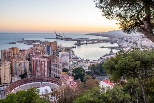 Malaga sunset cityscape free photo