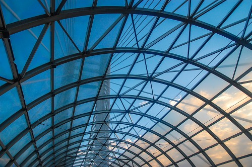 Modern train station glass roof free photo